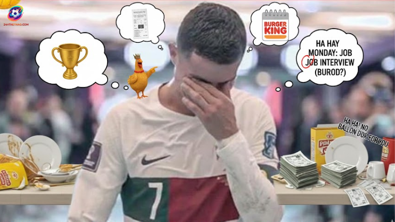 Ronaldo khóc dưới đường hầm cũng bị chế ảnh