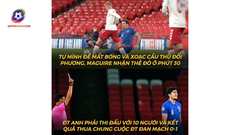 Harry Maguire ảnh chế khi bị nhận thẻ đỏ