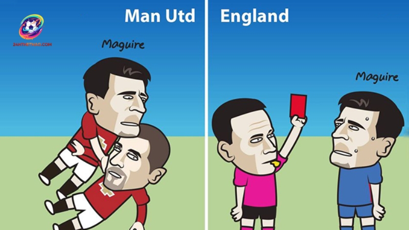 Những pha xử lý bóng của Harry Maguire được chế thành meme