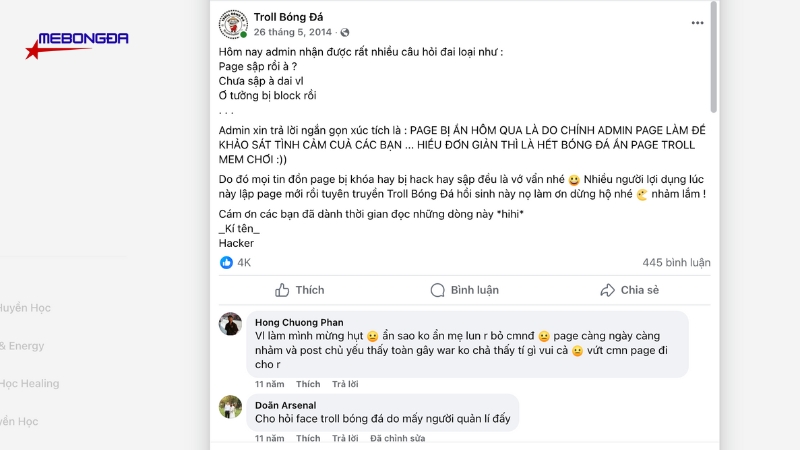 Admin lên tiếng đính chính: fanpage chỉ tạm ẩn, không hề bị khóa hay hack